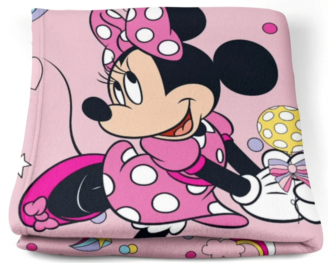 Disney Minnie Mouse Fun Fleece Blanket Throw Super Soft Bed Accessories Gift for Girls Pink