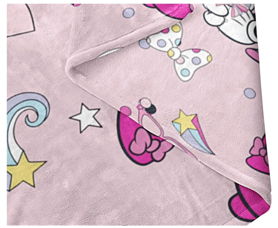 Disney Minnie Mouse Fun Fleece Blanket Throw Super Soft Bed Accessories Gift for Girls Pink