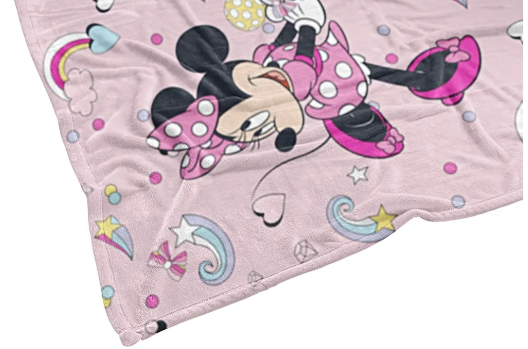 Disney Minnie Mouse Fun Fleece Blanket Throw Super Soft Bed Accessories Gift for Girls Pink