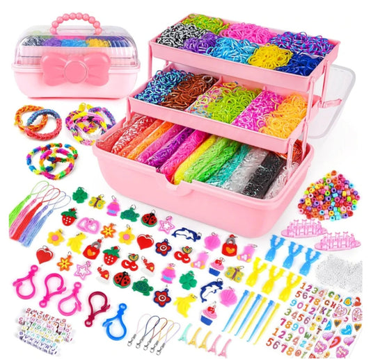 15000+ Pcs Loom Band Kit - 32 Colors DIY Rubber Loom Bands, Charm Bracelet Making Kits with Loom Band Board in Craft Storage Box for Girls Boys