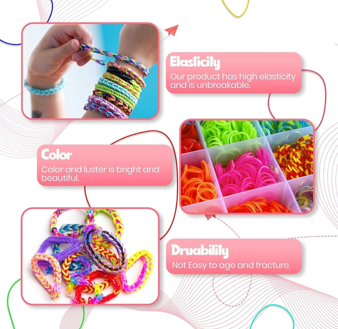 7800 Loom Bands Kit Includes Colorful Premium Rubber Quality Craft Kit and Accessories Inspire Creativity and Skill Development Great Gift for Kids