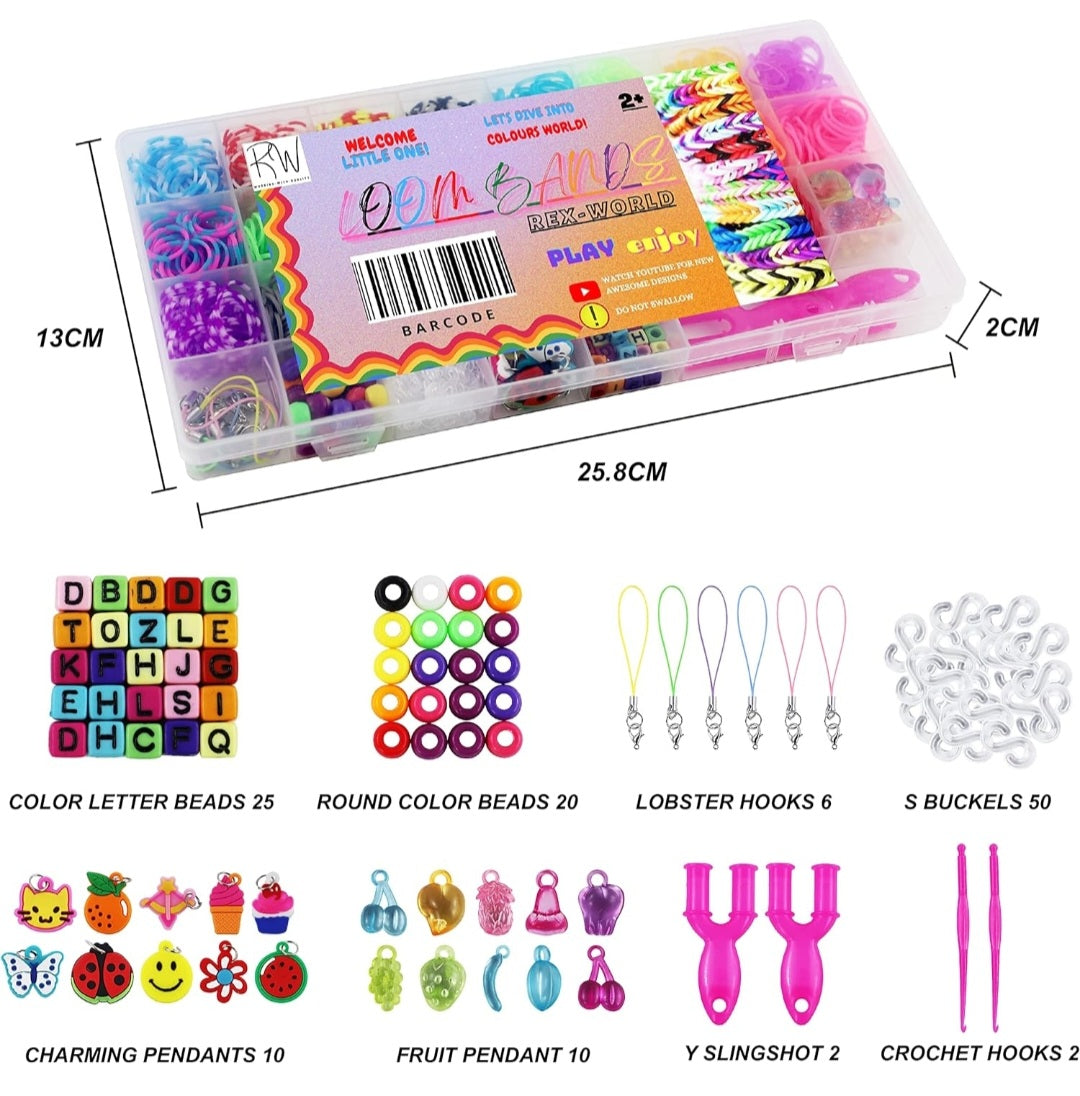 2500+ Loom Bands 23 Colors Refill - Friendship Bracelet Making Kit - Gift- DIY Toys - X-mas- Rubber- Color Beads- for Kids Boys Girls Age 3 4 5 6 7