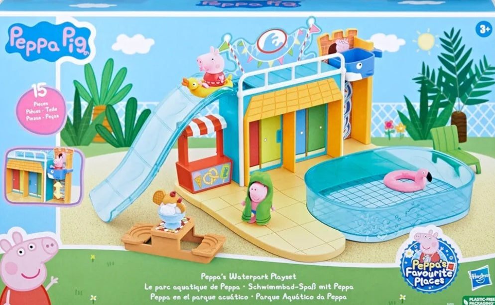 Peppa Pig Toys Peppa's Waterpark Playset with 15 Pieces Including 2 Figures