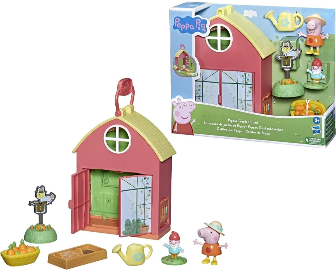 Peppa Pig Peppa’s Garden Shed Playset Pre-school Toy; Includes 1 Figure, 5 Accessories, Carry Handle; (Pack of 2)