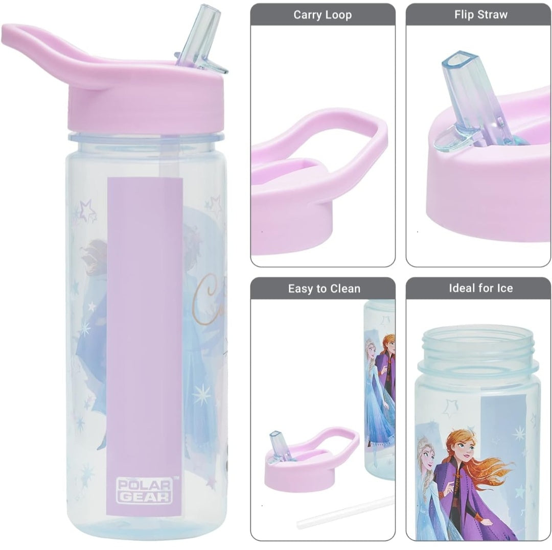 Frozen Magic Personalised Sticker Water Bottle with Straw 500ml