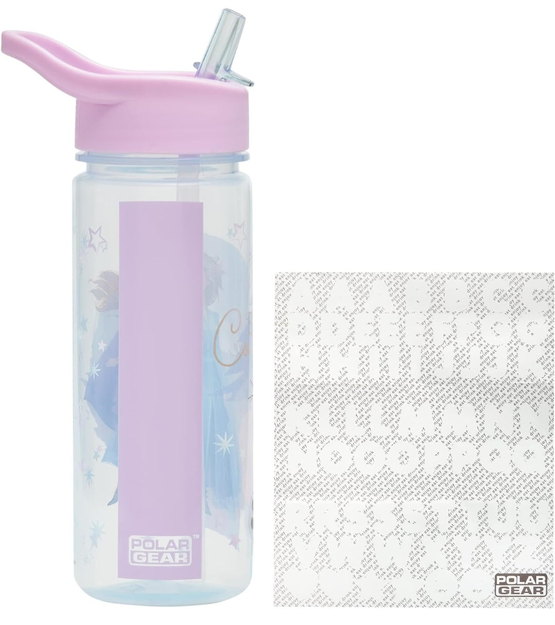 Frozen Magic Personalised Sticker Water Bottle with Straw 500ml