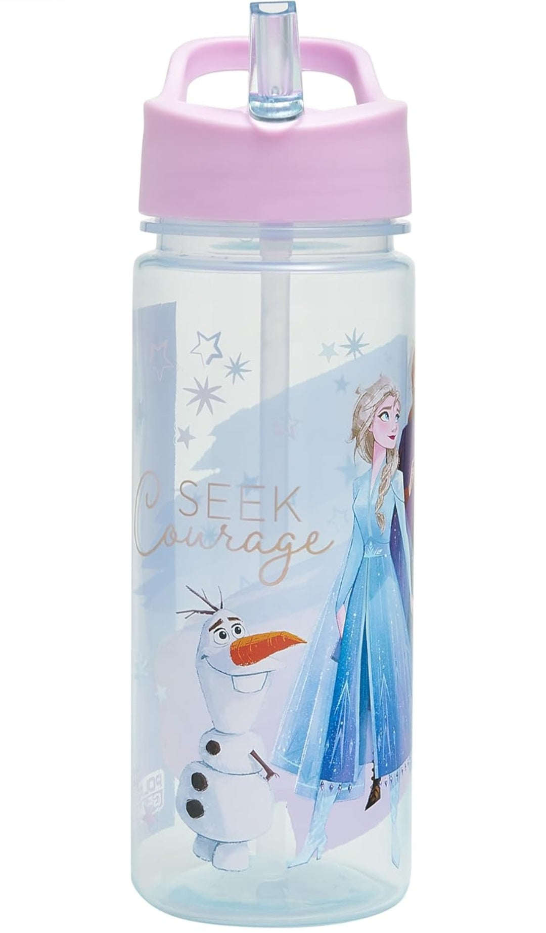 Frozen Magic Personalised Sticker Water Bottle with Straw 500ml