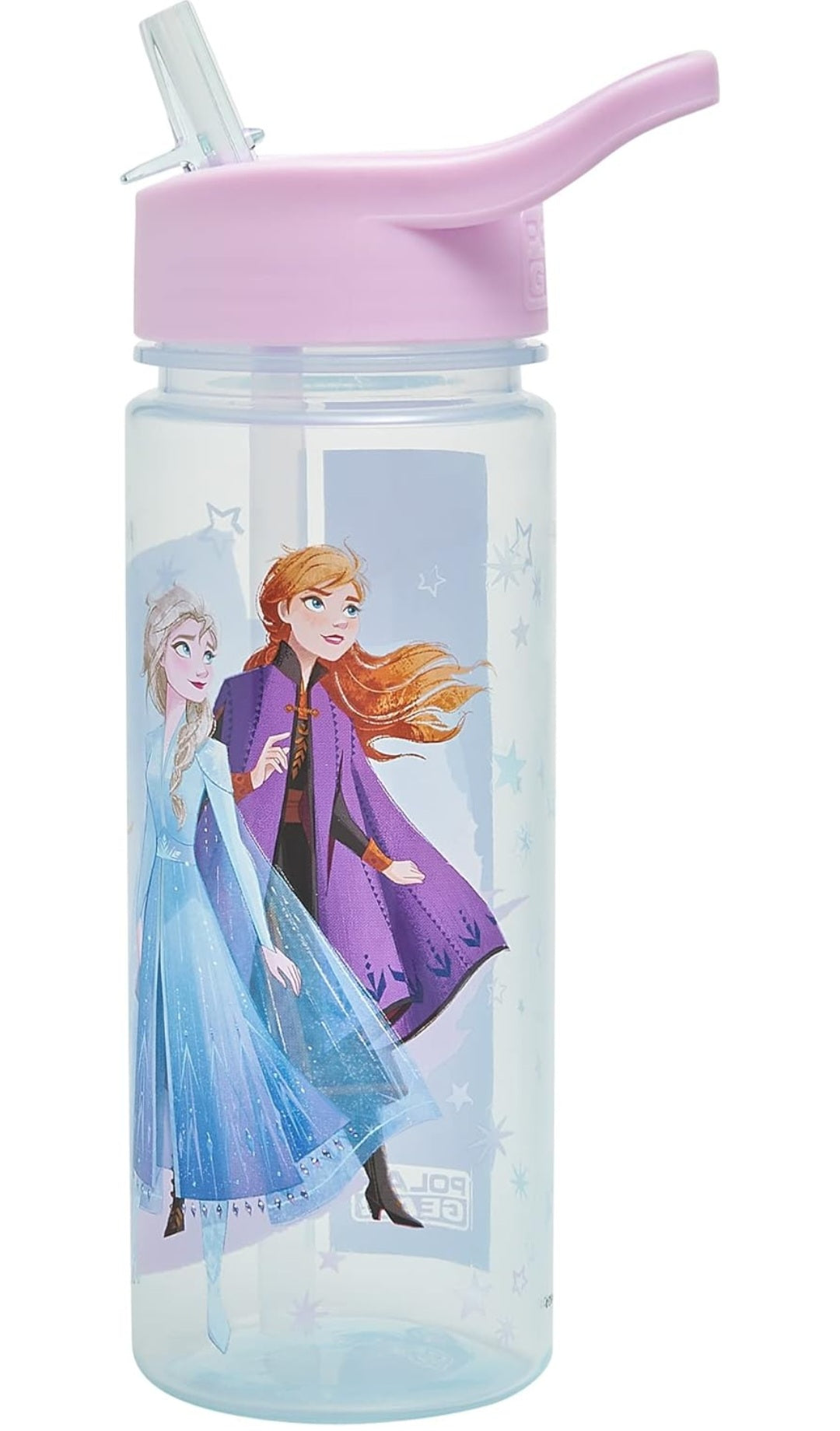 Frozen Magic Personalised Sticker Water Bottle with Straw 500ml