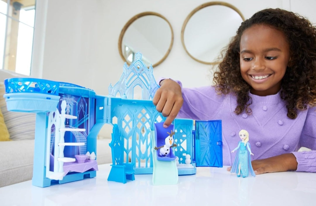 Frozen Toys, Elsa Stackable Castle Doll House Playset with Small Doll and 8 Pieces