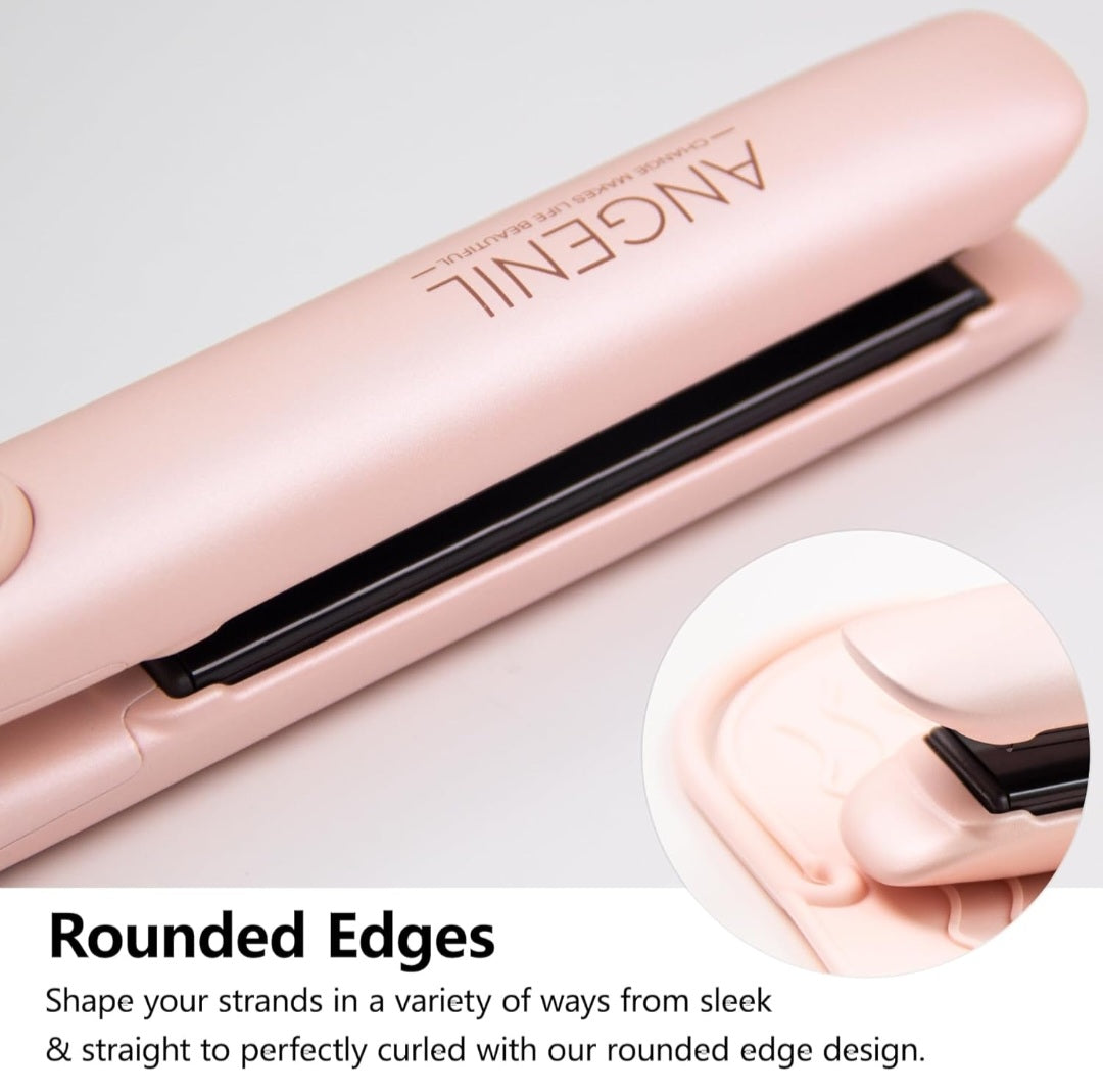 ANGENIL Pro Titanium Flat Iron Hair Straightener, Dual Voltage Straightening and Curling Iron in One,