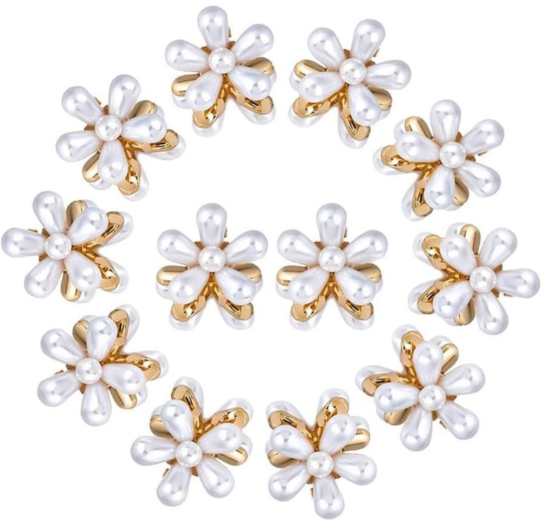 12 pieces of pearl hair clips, sweet faux fringe clips for ladies and girls decorative hair accessories