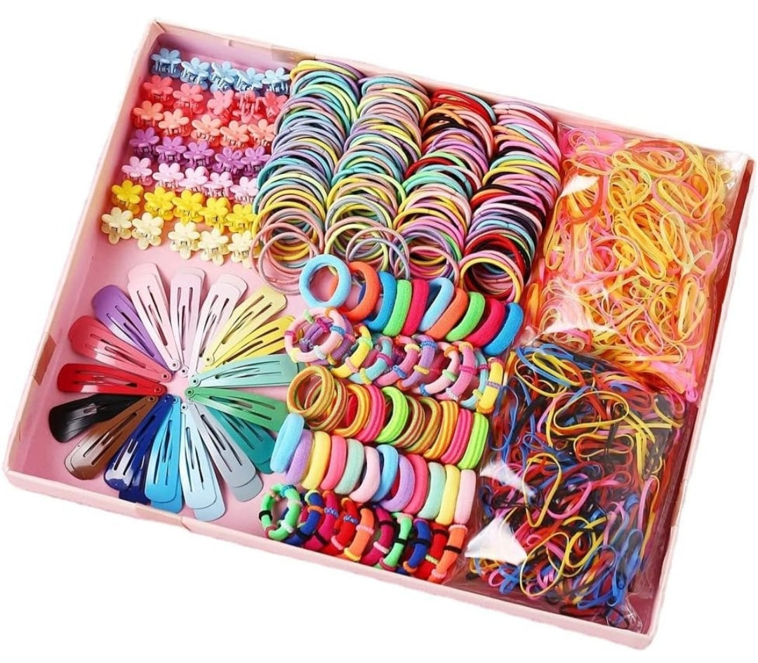 880 pieces Girls Hair Accessories, Flower Hair Clip Elastic Rubber Hair Ties Hair Clips for Girl