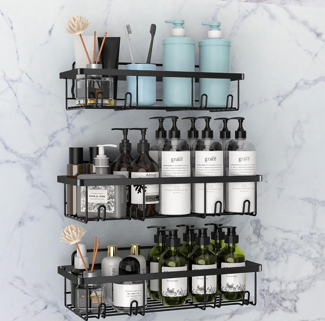 Shower Caddy Black - Bathroom Shelves Organiser 