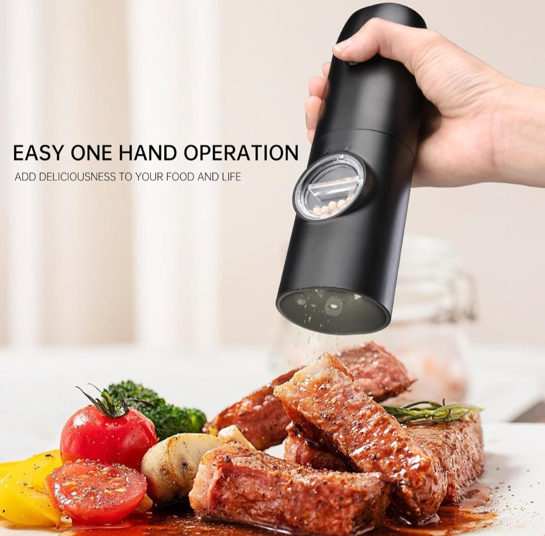 Electric Pepper Grinder Mills, USB Rechargeable Salt and Pepper Set with Base