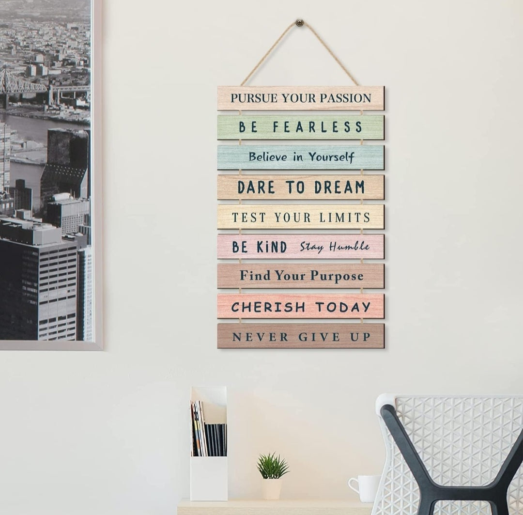 Inspirational Quotes Wall Art,Inspirational Wood Sign,Rainbow Motivational Quote Wall Decor for Nursery,Be Kind Positive Phrases Wall Decorations For Bedrooms Kids Girls Bedroom Decor