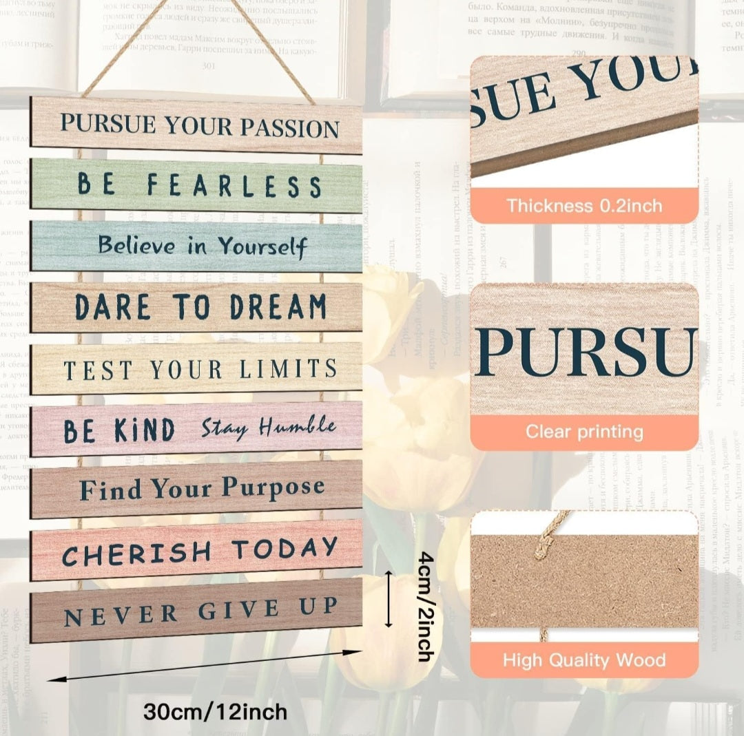 Inspirational Quotes Wall Art,Inspirational Wood Sign,Rainbow Motivational Quote Wall Decor for Nursery,Be Kind Positive Phrases Wall Decorations For Bedrooms Kids Girls Bedroom Decor