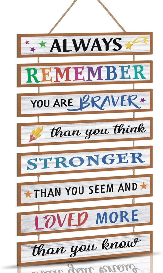  Inspirational Phrase Wall Art for Nursery,Inspirational Hanging Sign,Motivational Quote Wall Decor,You Are Brave Wall Decoration for Kids Bedroom,Positive Words Wall Art Sign for Babyroom Gift