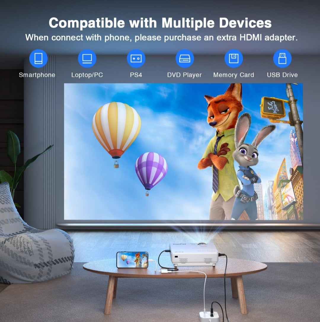 XuanPad Projector, 2024 Upgraded Mini Projector