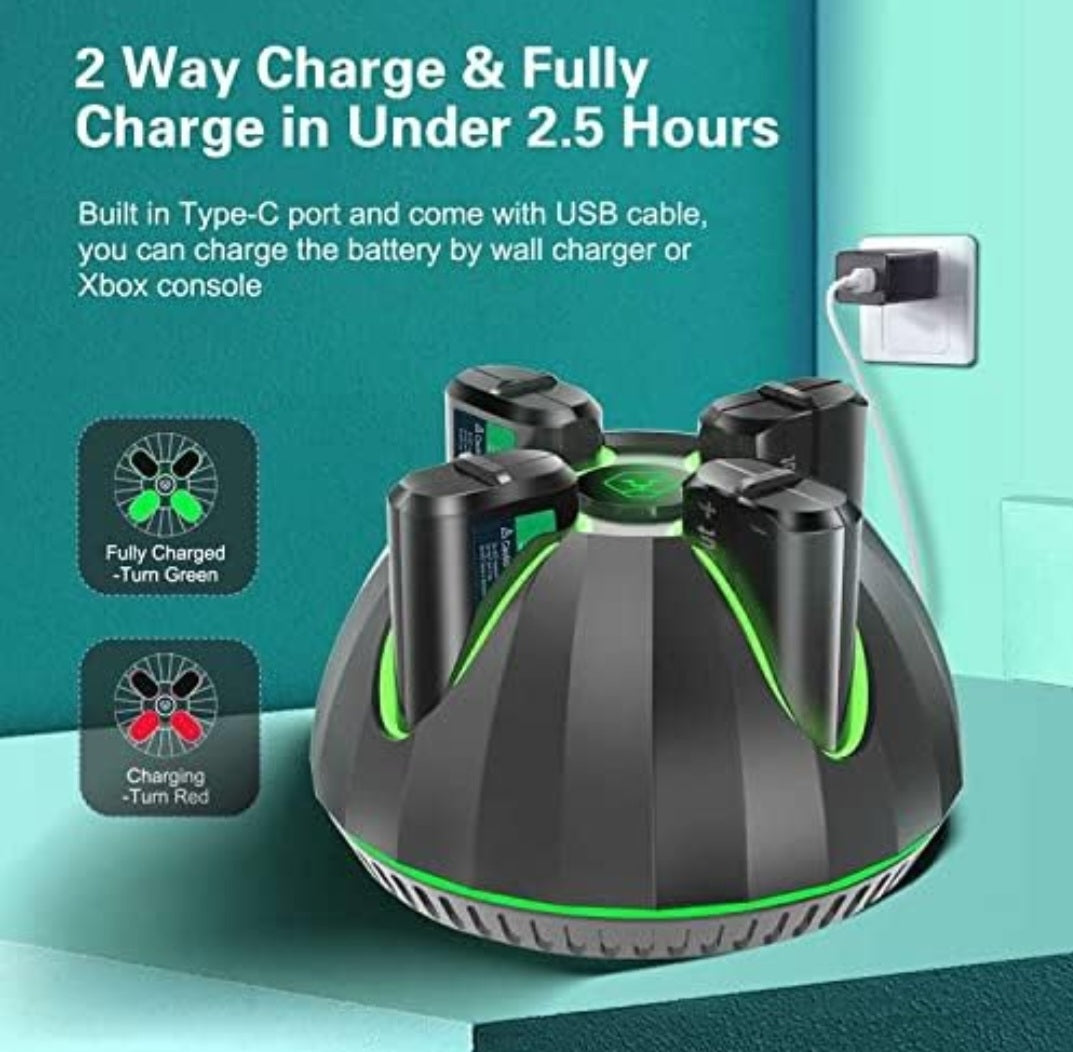 DR.VIVA 4 * 1300mAh Rechargeable Controller Battery Pack for Xbox Series X S One,Controller Charger Station Play and Charge Kit Accessories Compatible for Xbox One/X/S/Elite/Series X S