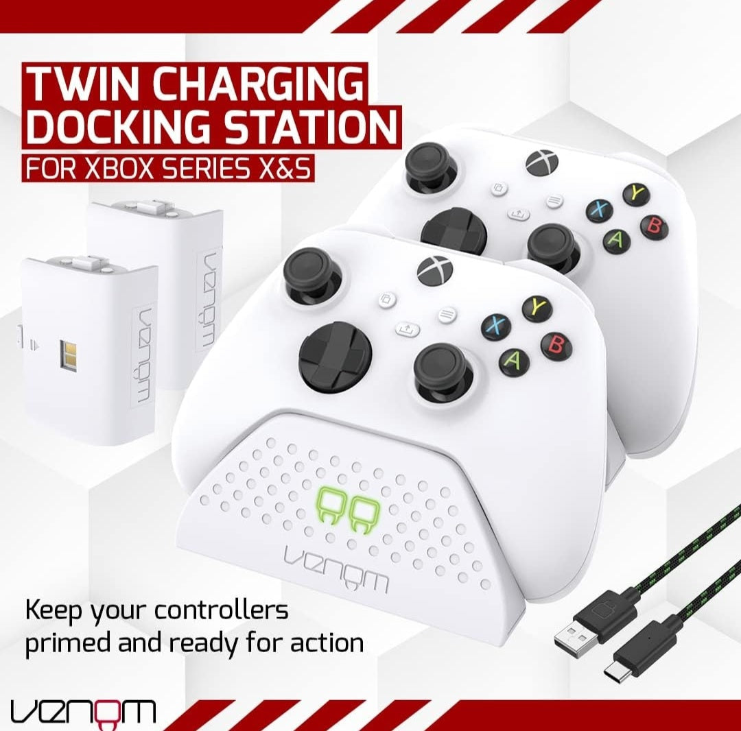 Venom Twin Charging Dock with 2 x Rechargeable Battery Packs - White (Xbox Series X & S / One)