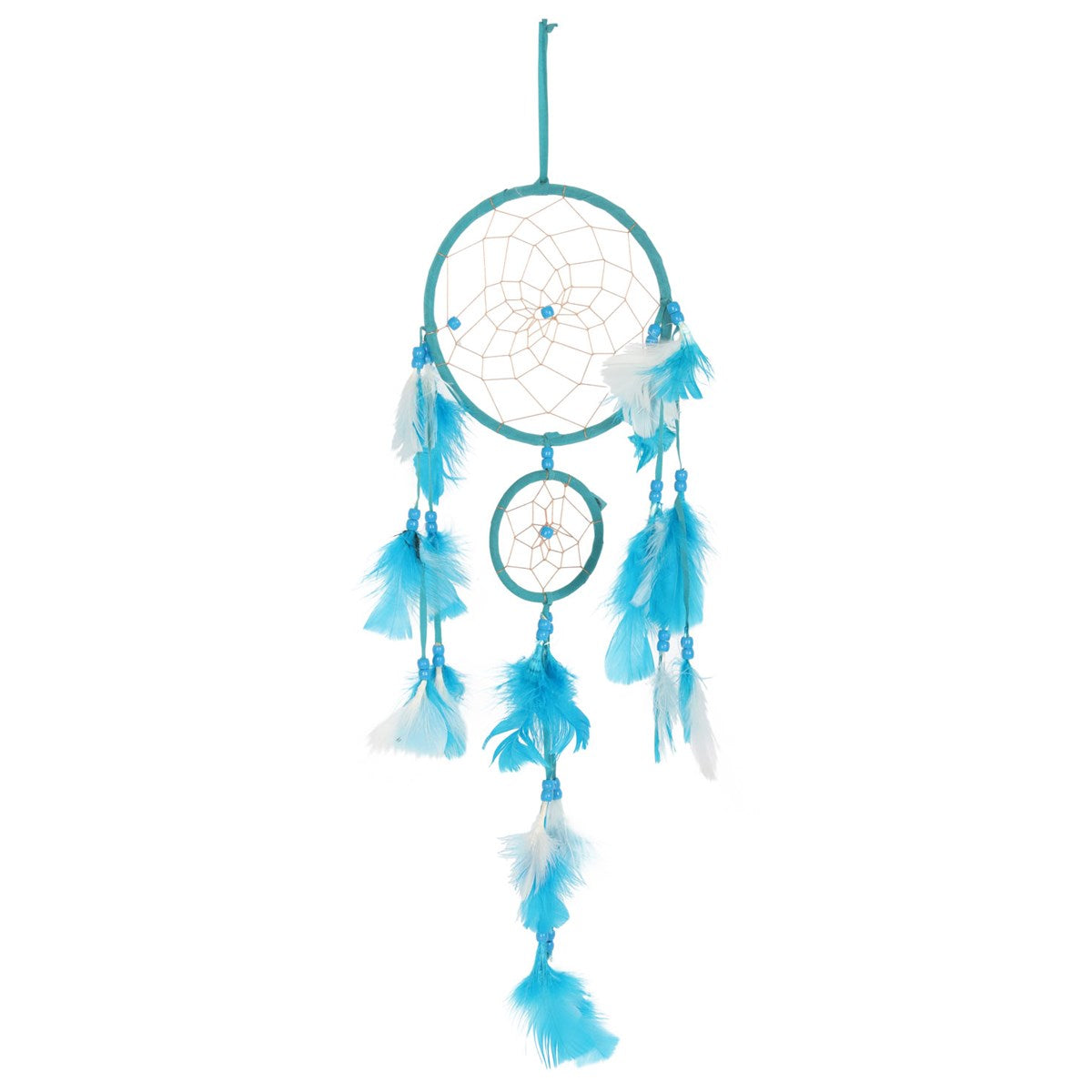 TEAL DOUBLE DREAMCATCHER WITH TASSELS