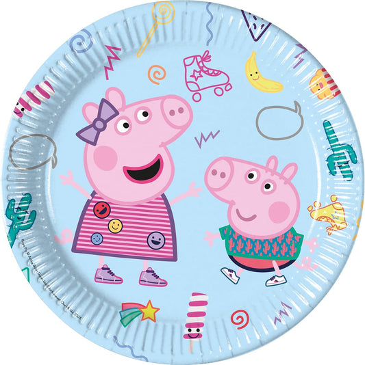 Peppa Pig Party Plates Size 23 cm Pack of 8 Disposable Paper Plates Children's Birthday Party Tableware