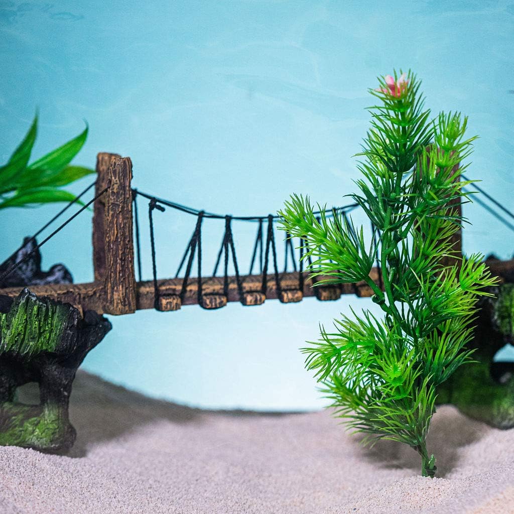 Aquatic Planet Rope Bridge Mountains Aquarium Fish Tank Ornament Decoration Medium Size