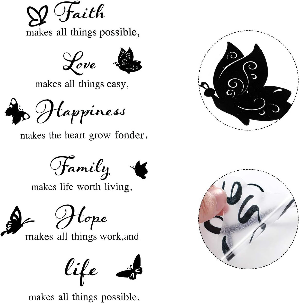 6 Pieces Vinyl Wall Decals, Faith Makes All Things Possible