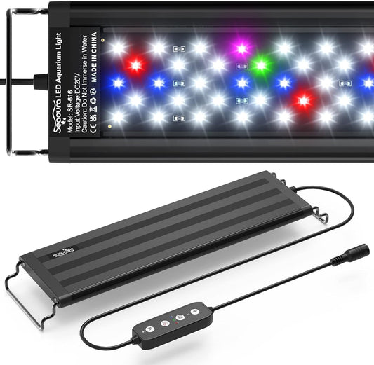 Led Aquarium Light for Plants-Full Spectrum Fish Tank Light with Timer Auto On/Off, Adjustable Brightness