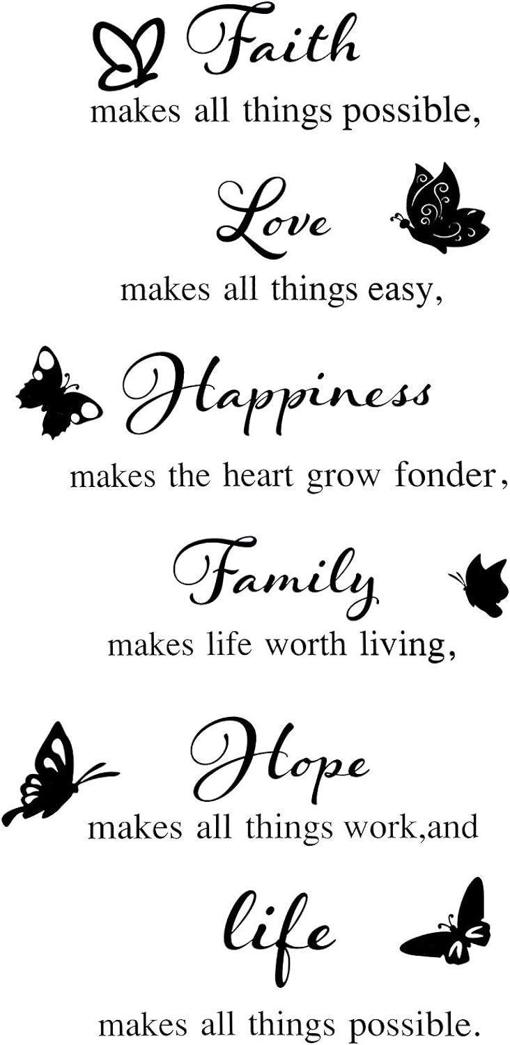 6 Pieces Vinyl Wall Decals, Faith Makes All Things Possible