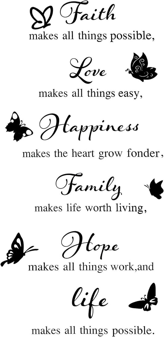 6 Pieces Vinyl Wall Decals, Faith Makes All Things Possible