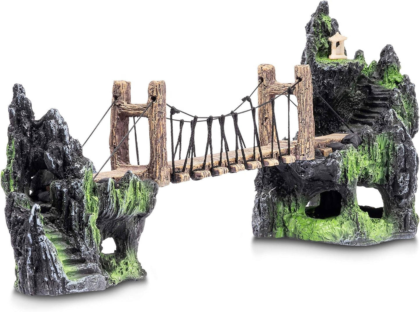 Aquatic Planet Rope Bridge Mountains Aquarium Fish Tank Ornament Decoration Medium Size