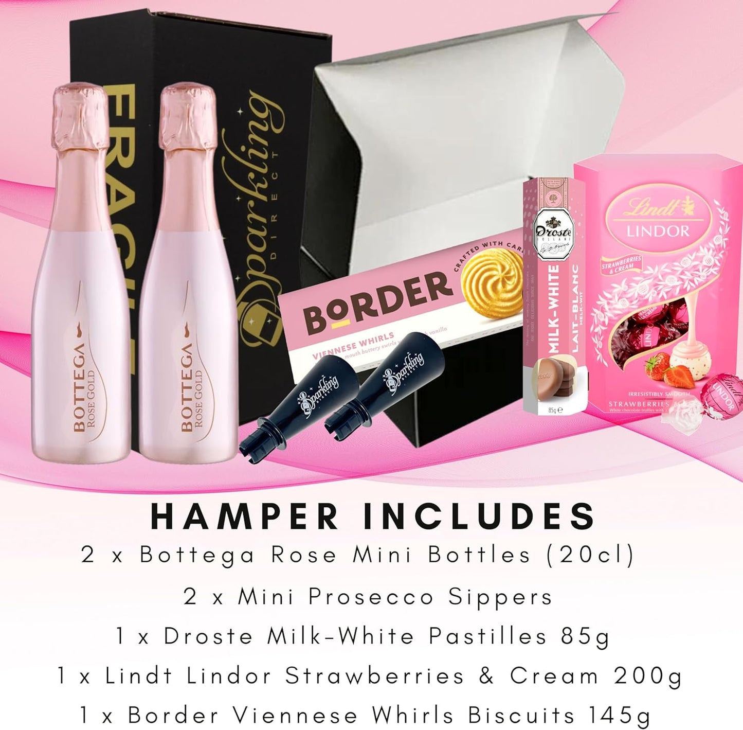 Birthday Gifts for Her, Bottega Rose Gold Sparkling Wine Gift Set, Best Friend Hamper