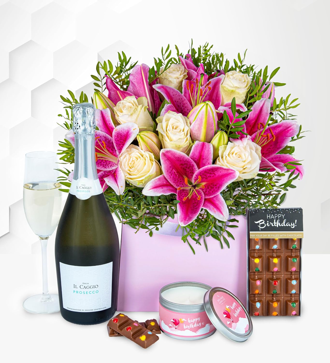 Birthday Delight - Prosecco and Flowers - Perfect for Couples - Wine Gift - Birthday Gift - Wedding Gift - White Wine - Red Wine