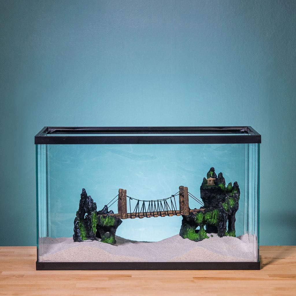 Aquatic Planet Rope Bridge Mountains Aquarium Fish Tank Ornament Decoration Medium Size