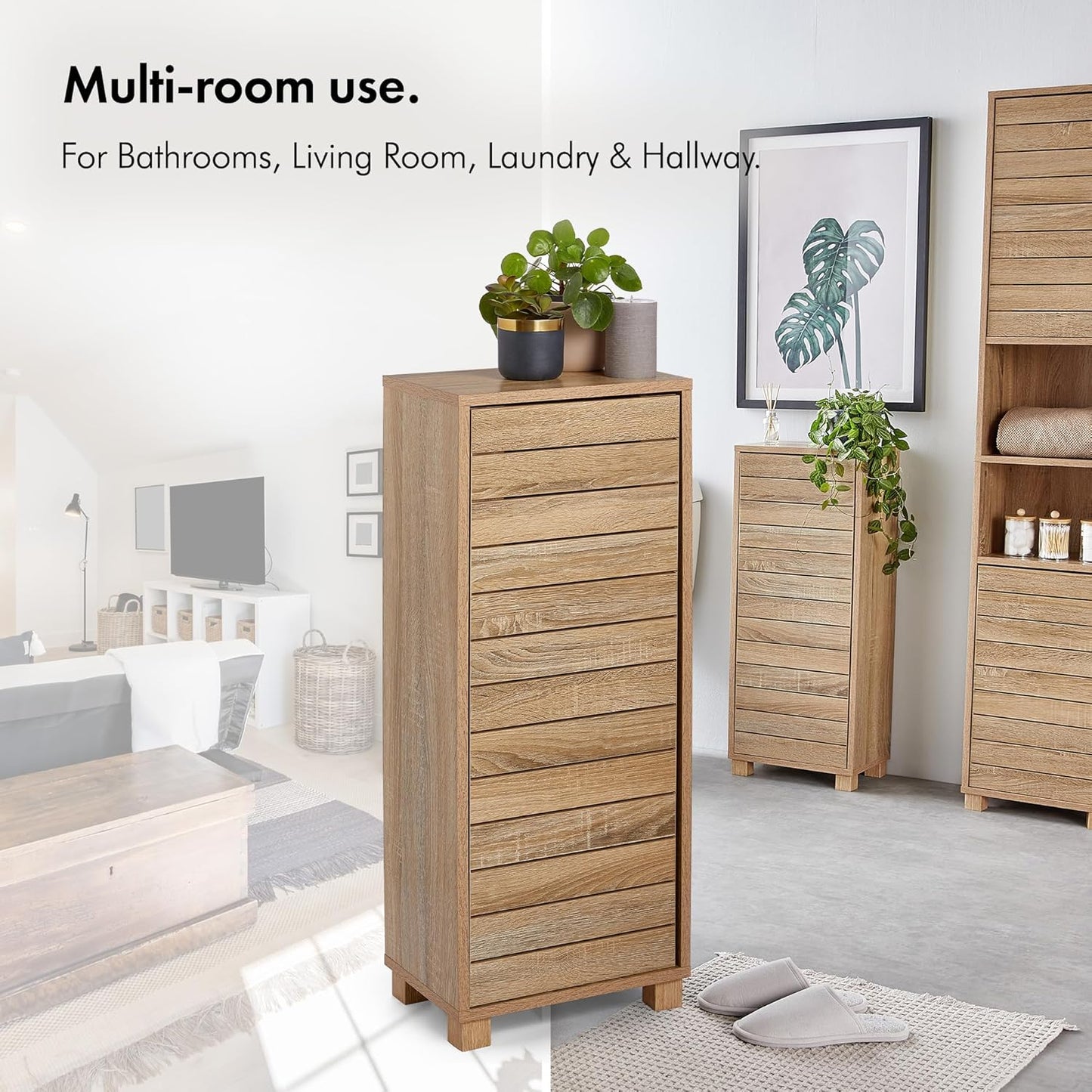 Bathroom Storage Cabinet Oak Wood Effect Bathroom Floor Cabinet