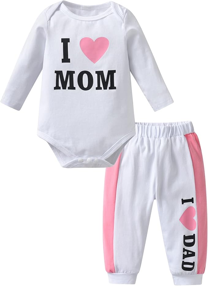 Baby Girls Clothes Letter Print Long Sleeve Trouser Bodysuit 2 Piece Outfit