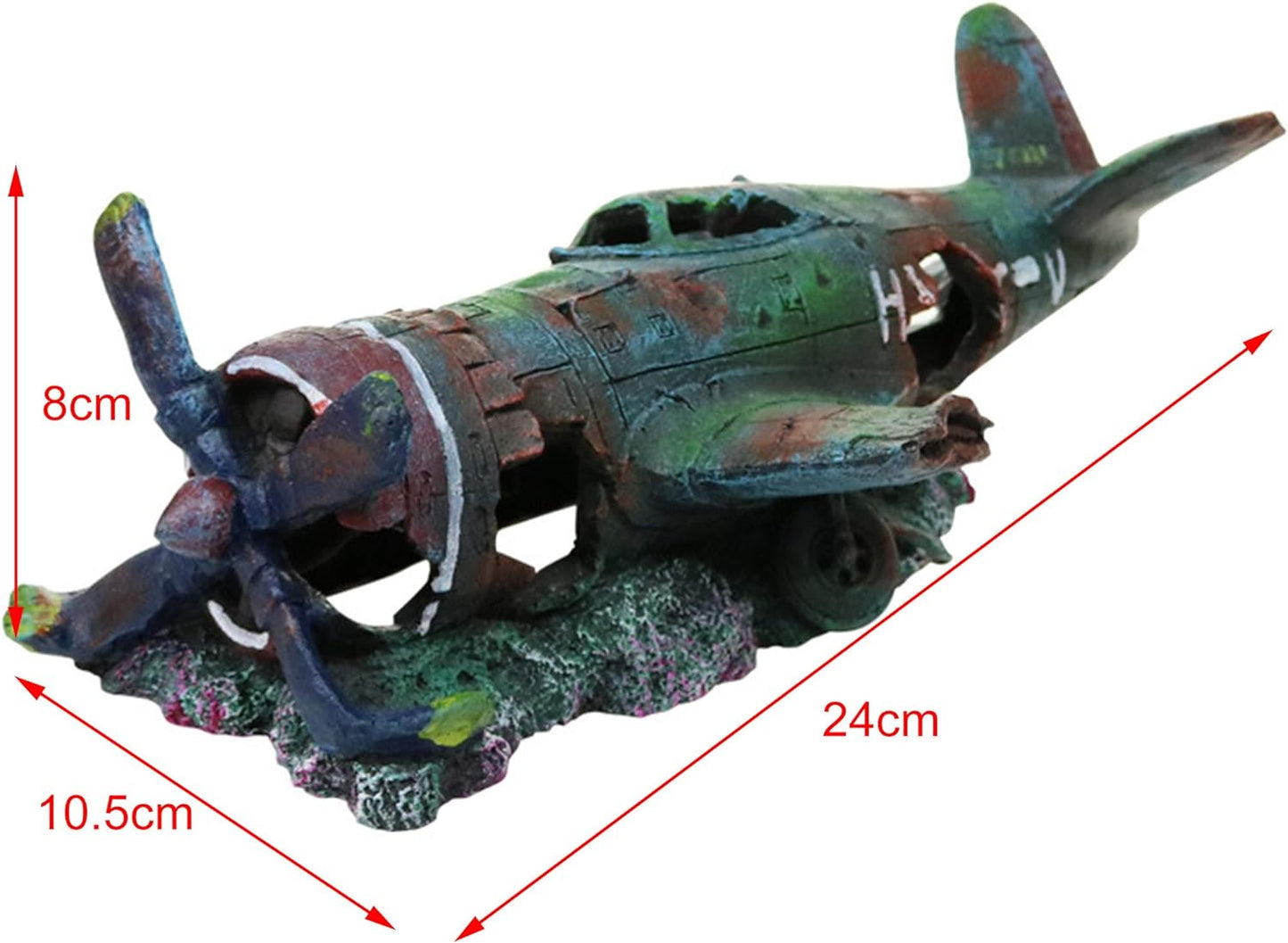 Aquarium Decoration, Fish Tank Rock Resin Combat Aircraft Ornament