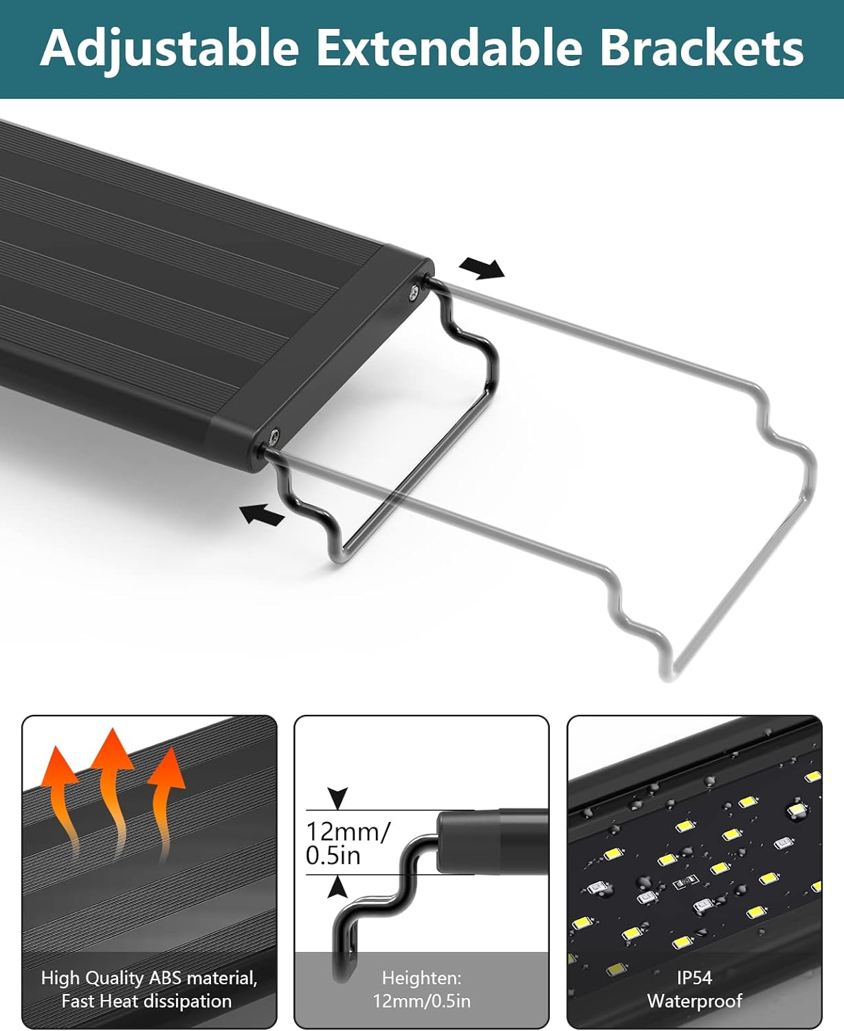 Led Aquarium Light for Plants-Full Spectrum Fish Tank Light with Timer Auto On/Off, Adjustable Brightness