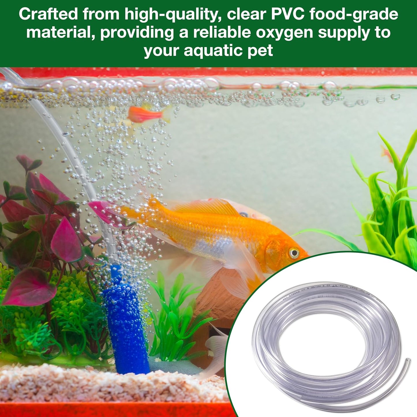 MYPURECORE 10M Clear Aquarium Airline PVC Food Grade Tube - 4/6MM Oxygen Tubing for Fish Tanks, Soft Aquarium Tubing Air Hose, Air Pump Accessories.