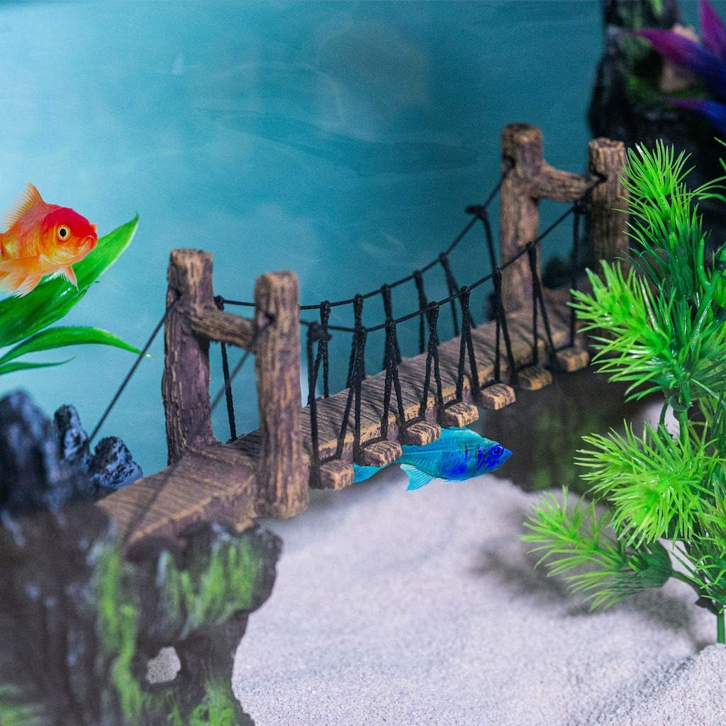 Aquatic Planet Rope Bridge Mountains Aquarium Fish Tank Ornament Decoration Medium Size