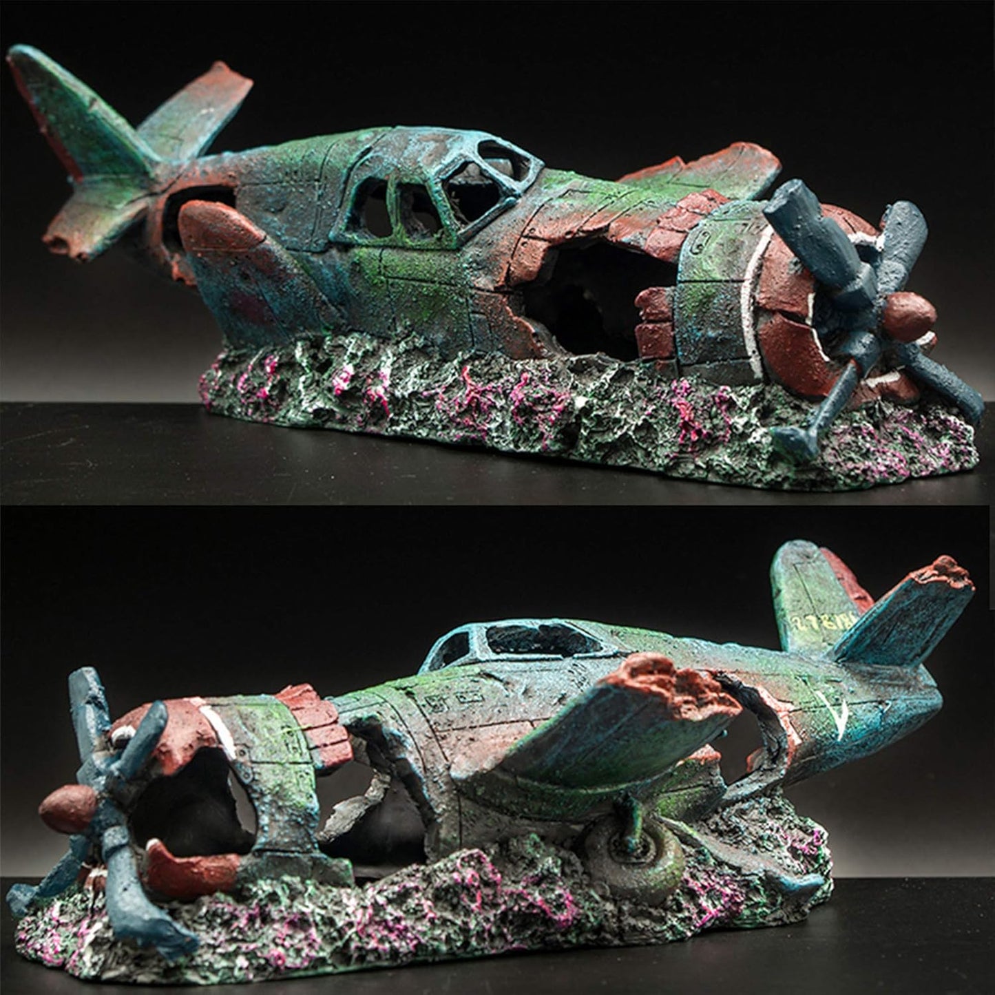 Aquarium Decoration, Fish Tank Rock Resin Combat Aircraft Ornament