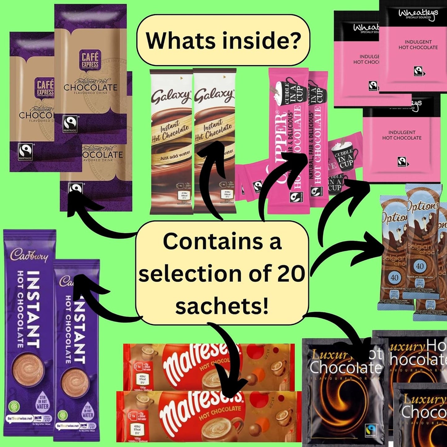 Instant Hot Chocolate Bundle Contains 20 Packs