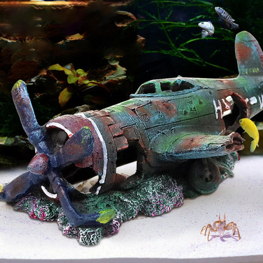 Aquarium Decoration, Fish Tank Rock Resin Combat Aircraft Ornament